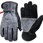 WZQH Leather Work Gloves for Men or Women.Gardening,Welding,Coffee-grey L