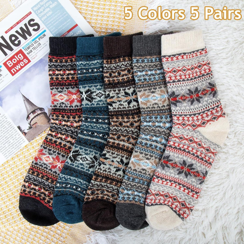 Ladies Socks Wool Thermal Fluffy Gifts For Women 5 Pairs