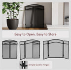 FIRE VIDA Milton Fire Screen Spark Guard Arched, Metal, Black