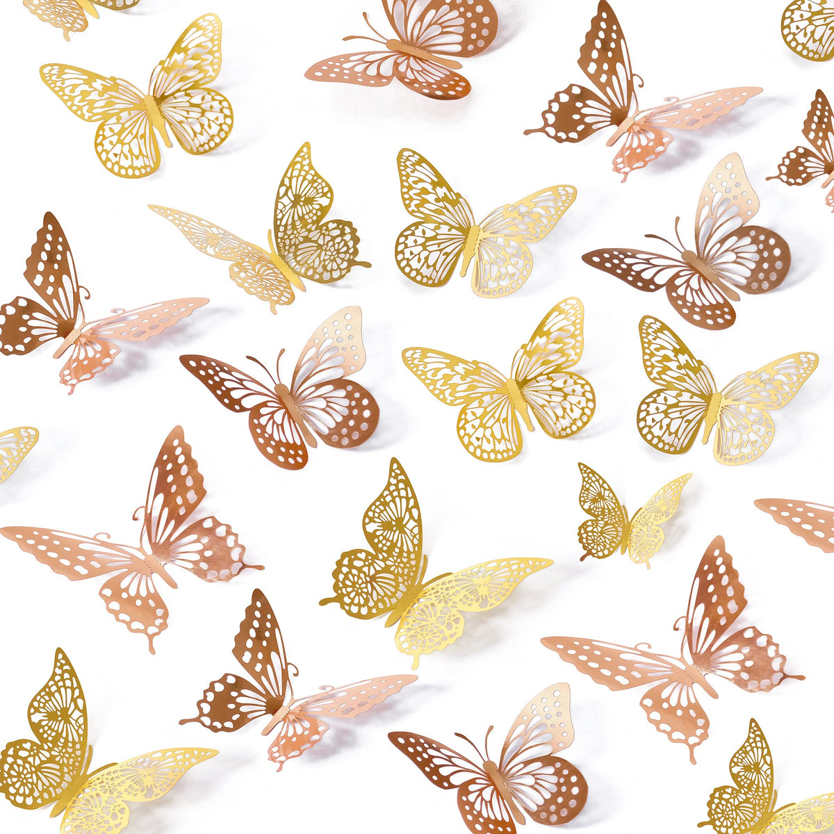 SAOROPEB 3D Butterfly Wall Decor 48 Pcs Gold Butterfly Birthday Decorations
