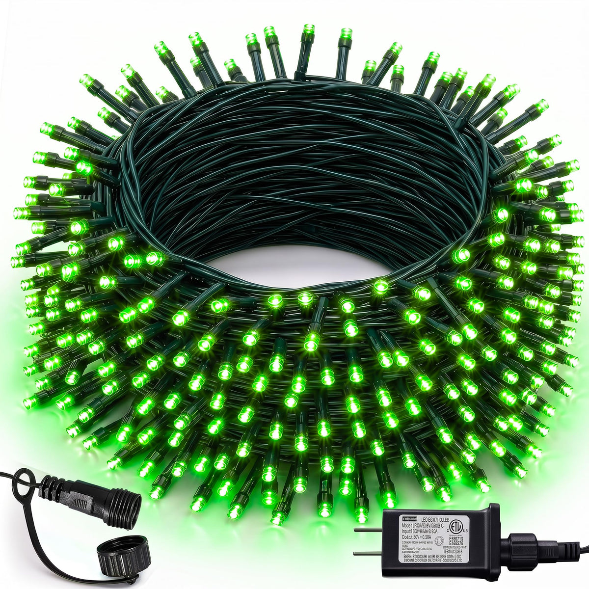 Dazzle Bright 300 LED Christmas String Lights, 100 FT Connectable Waterproof String Lights Green Wire with 8 Modes, Christmas Decorations for Indoor Outdoor Xmas Party Yard Garden (Warm White)