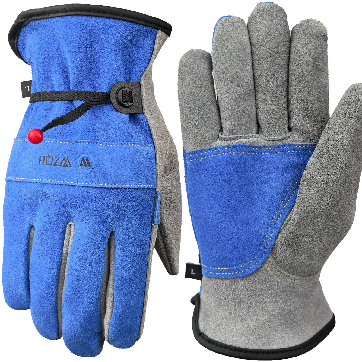 WZQH Leather Work Gloves for Men or Women.Gardening,Welding,Coffee-grey L