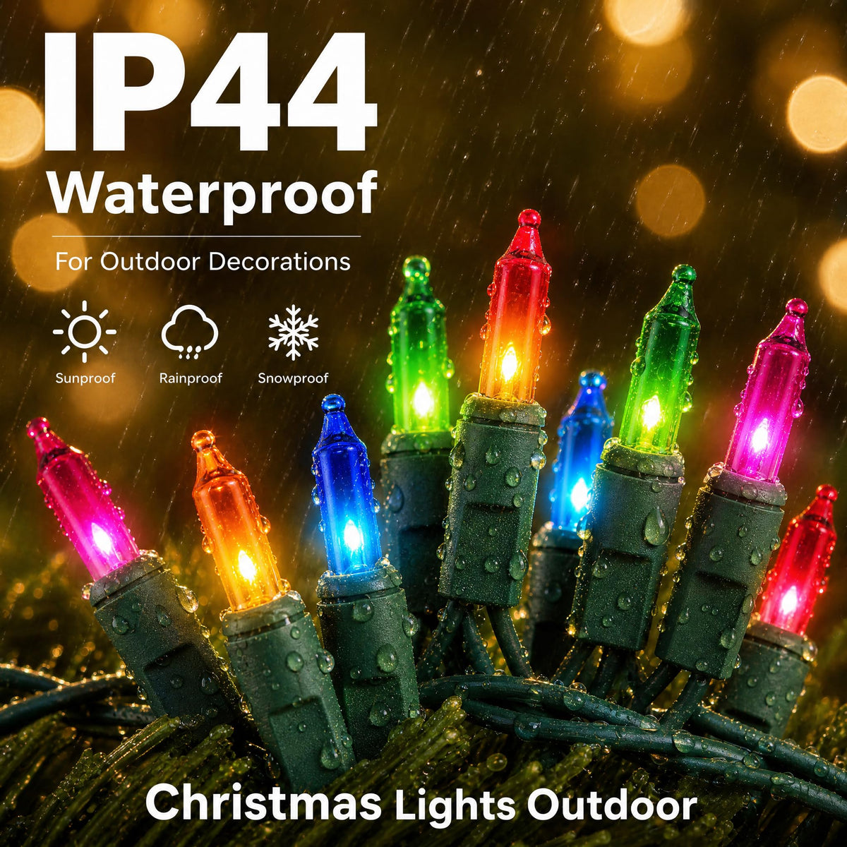 TW SHINE Warm White Christmas Lights Outdoor, 20FT 100 Count Incandescent Christmas Light Indoor, Waterproof Christmas Tree String Lights for Xmas Decorations