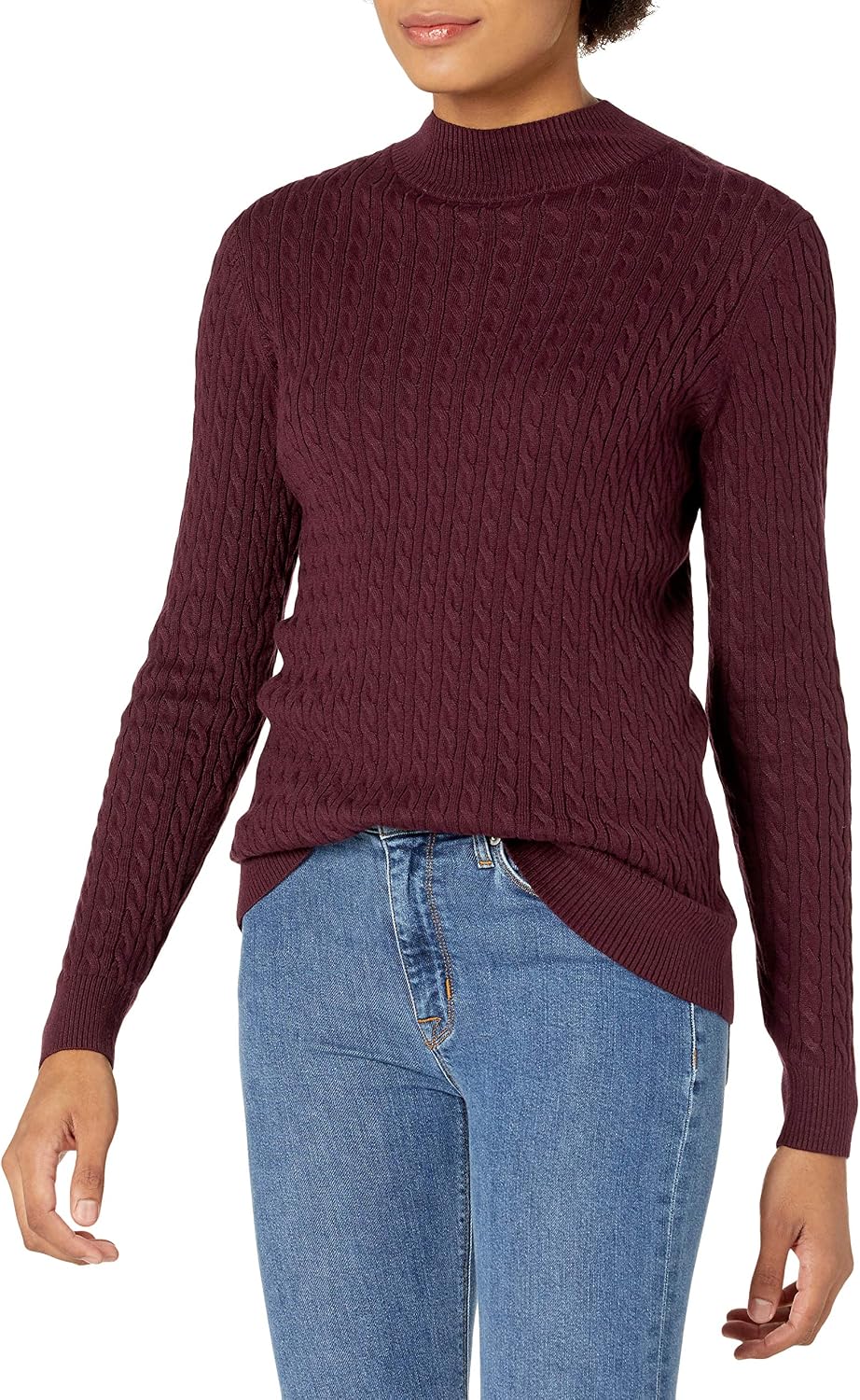 Amazon Essentials Women's Lightweight Cable Knit Long-Sleeve Crewneck Jumper (Available in Plus Size)