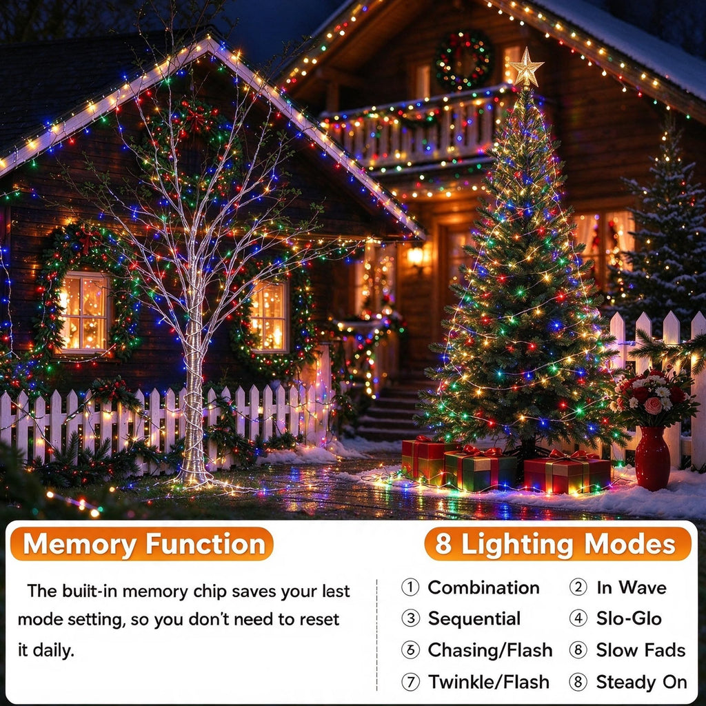 Joomer Solar Fairy Lights, 2-Pack Total 80FT 240LED Lights, Warm White
