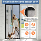 METAONLY Magnetic Screen Door Mesh, Works for Patio, Sliding Door, Keeps Bug Mosquito Out, Fresh Air Flow, Fits 32" x 80" Door - Curtain Size 34" x 82", Black with Lace