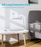 PIBEEX Extension Lead 2 Way Plug Sockets with Individual Switches Wall Mountable Power Strip 3M Extension Cable 13A Fused UK Plug 3250W