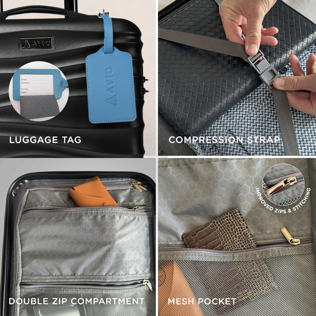 Avio Carry-On Cabin Luggage 55x40x20cm | Hard Shell Suitcase 4 Wheels
