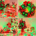Christmas Lights Outdoor Battery Operated String Lights Total 100LED 33Ft with Timer 8 Modes 16.4Ft*2 Waterproof Outdoor Indoor for Christmas Decor, Warm White, 2-Pack