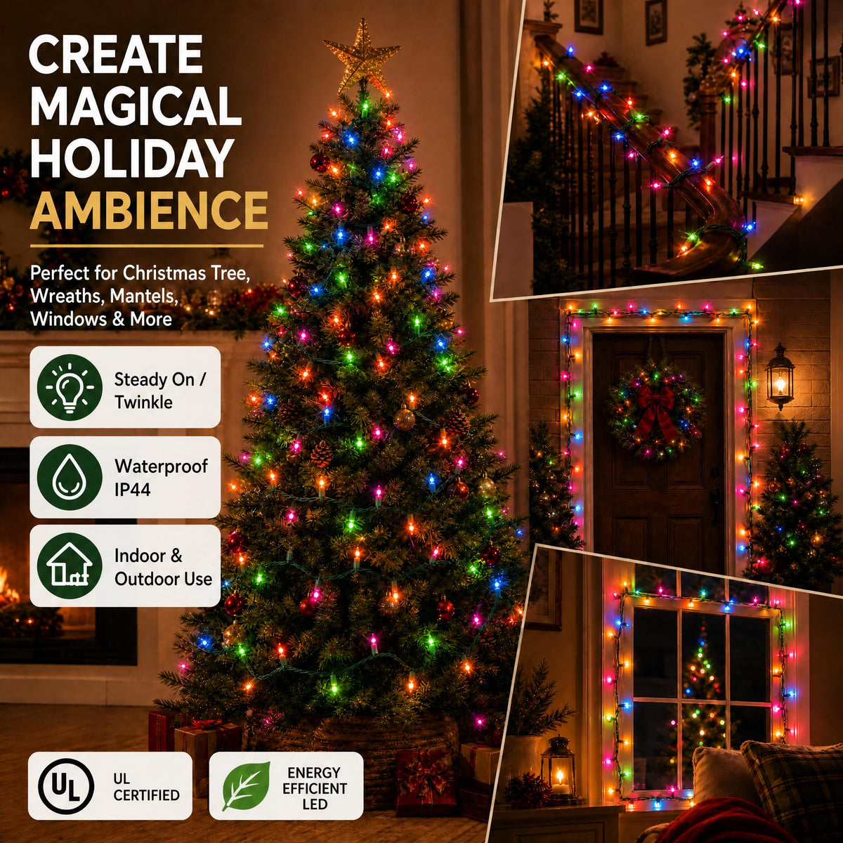 TW SHINE Warm White Christmas Lights Outdoor, 20FT 100 Count Incandescent Christmas Light Indoor, Waterproof Christmas Tree String Lights for Xmas Decorations