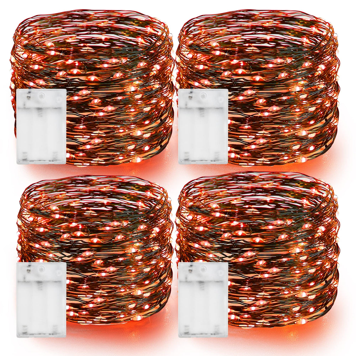 Dazzle Bright Fairy Lights Battery Operated, 20 FT 60 LED Silver Wire Waterproof Battery Operated String Lights, Christmas Decorations for Indoor Outdoor Bedroom Yard Decor, Red