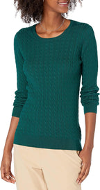 Amazon Essentials Women's Lightweight Cable Knit Long-Sleeve Crewneck Jumper (Available in Plus Size)