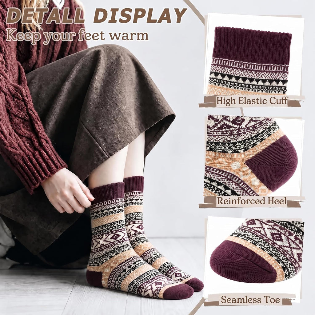 Ladies Socks Wool Thermal Fluffy Gifts For Women 5 Pairs