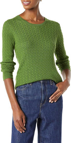 Amazon Essentials Women's Lightweight Cable Knit Long-Sleeve Crewneck Jumper (Available in Plus Size)