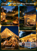 Brightown 52FT Solar String Lights Outdoor Waterproof, Last 30+ Hrs Runtime