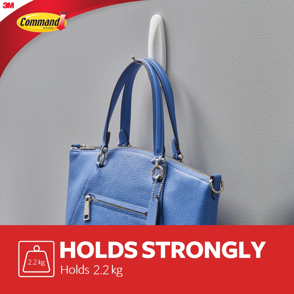Command Medium Designer Hooks, 6 White Hooks and 9 Adhesive Strips