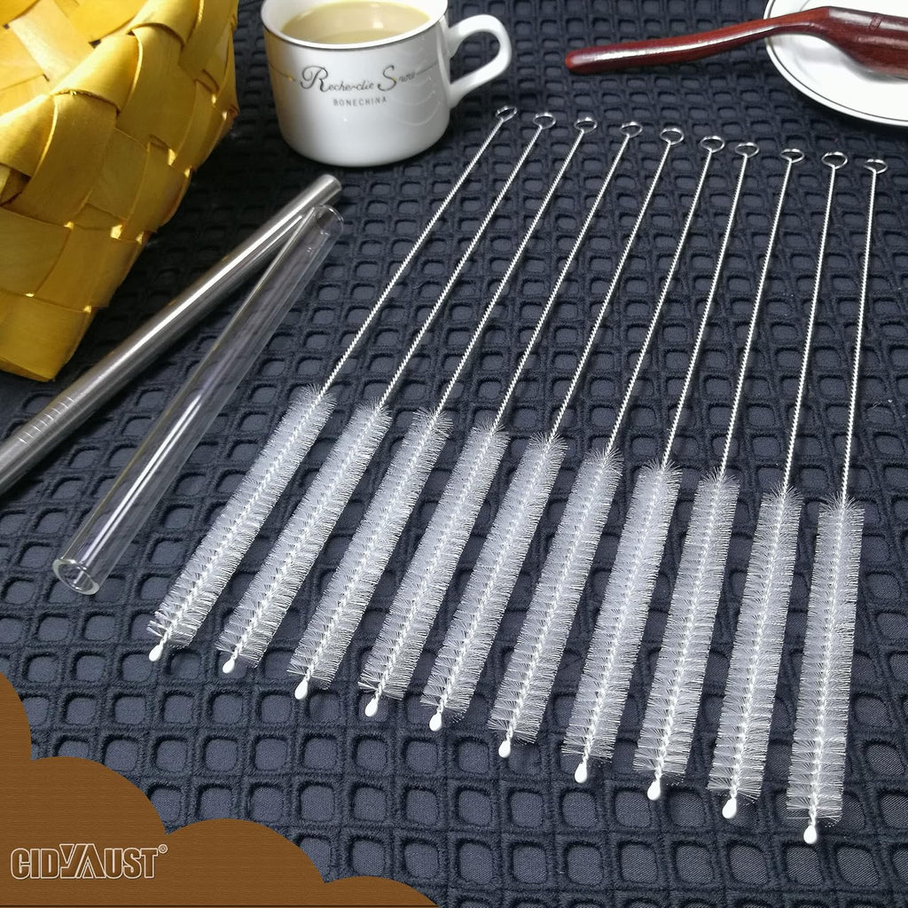 Straw Cleaner Brush Extra Long 12 inch, Extra Wide 12mm diam for Pipe Cleaners for Weed, Straw Cleaning Brush for Tubes, Downstem and Bowl, Water Bottle, Sippy Cup, Extra Long Straw Brush Set 10 Pack