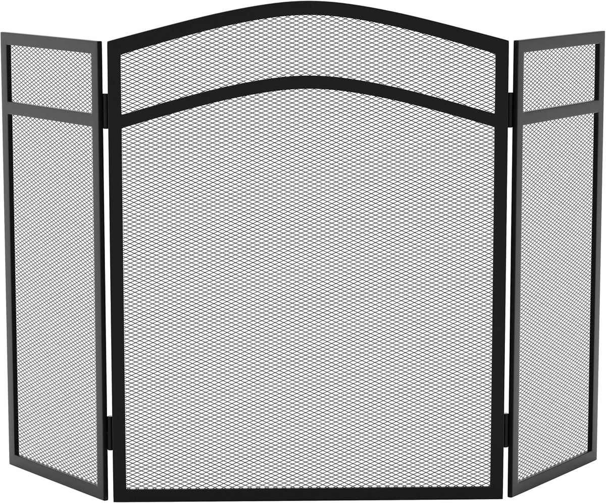 FIRE VIDA Milton Fire Screen Spark Guard Arched, Metal, Black