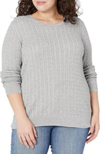 Amazon Essentials Women's Lightweight Cable Knit Long-Sleeve Crewneck Jumper (Available in Plus Size)