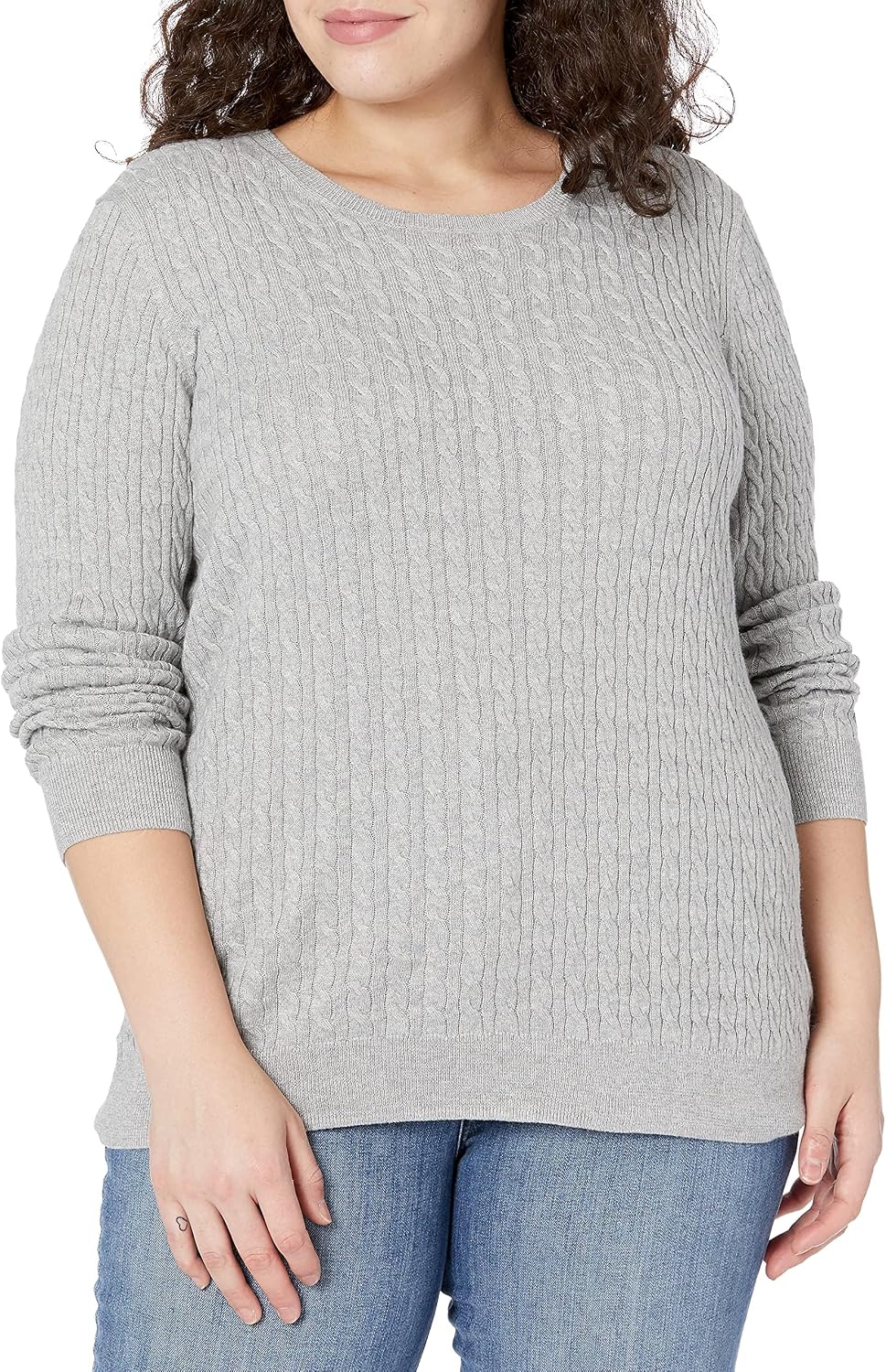 Amazon Essentials Women's Lightweight Cable Knit Long-Sleeve Crewneck Jumper (Available in Plus Size)